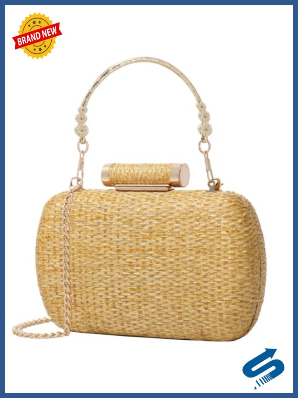 Straw Woven Clutch Purse for Women Evening Wedding Beach Bag